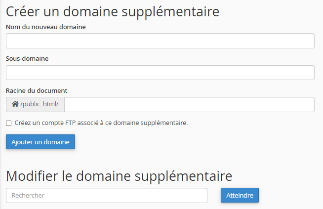 créer un domaine supplémentaire
