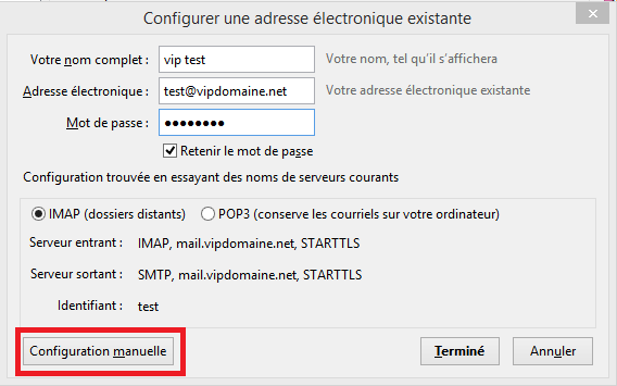 configuration manuelle thunderbird